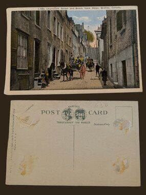 10/$25 Vintage Blank Little Champlain Street and Break Neck Steps Quebec City